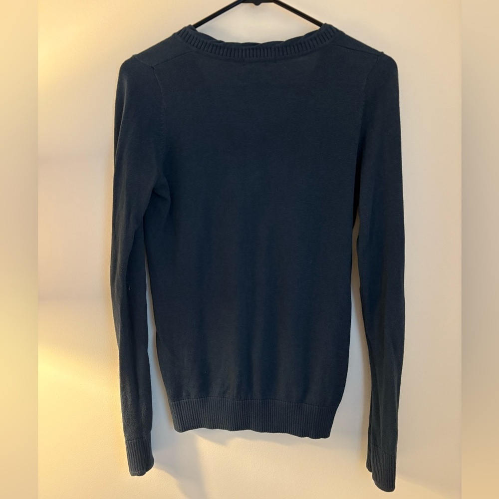 Lacoste Navy V-Neck Sweater Cotton Cashmere Blend | Y2K Long fit | Preppy |Elena - Picture 7 of 10